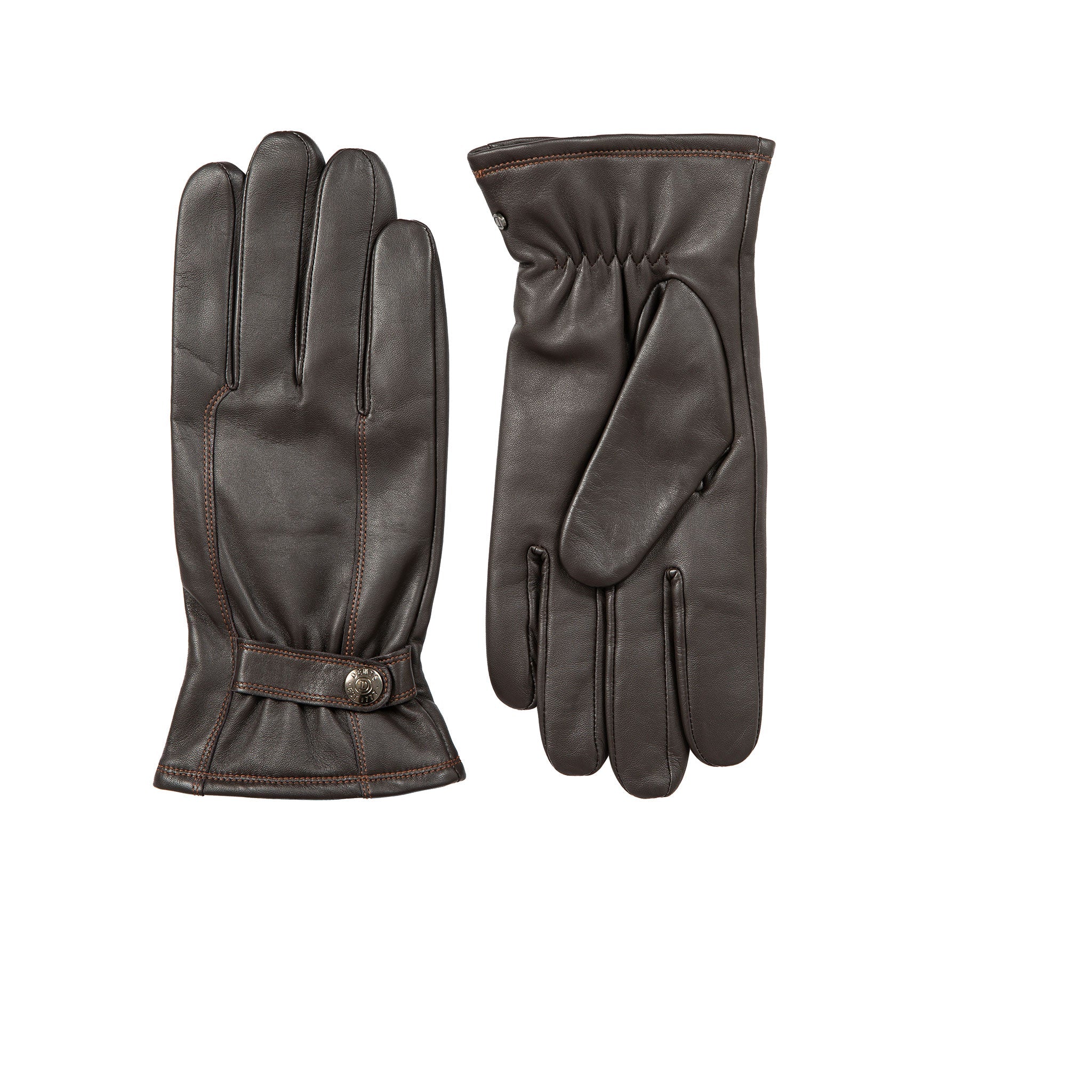 Men’s Touchscreen Lined Leather Gloves with Contrast Stitching - Image 14