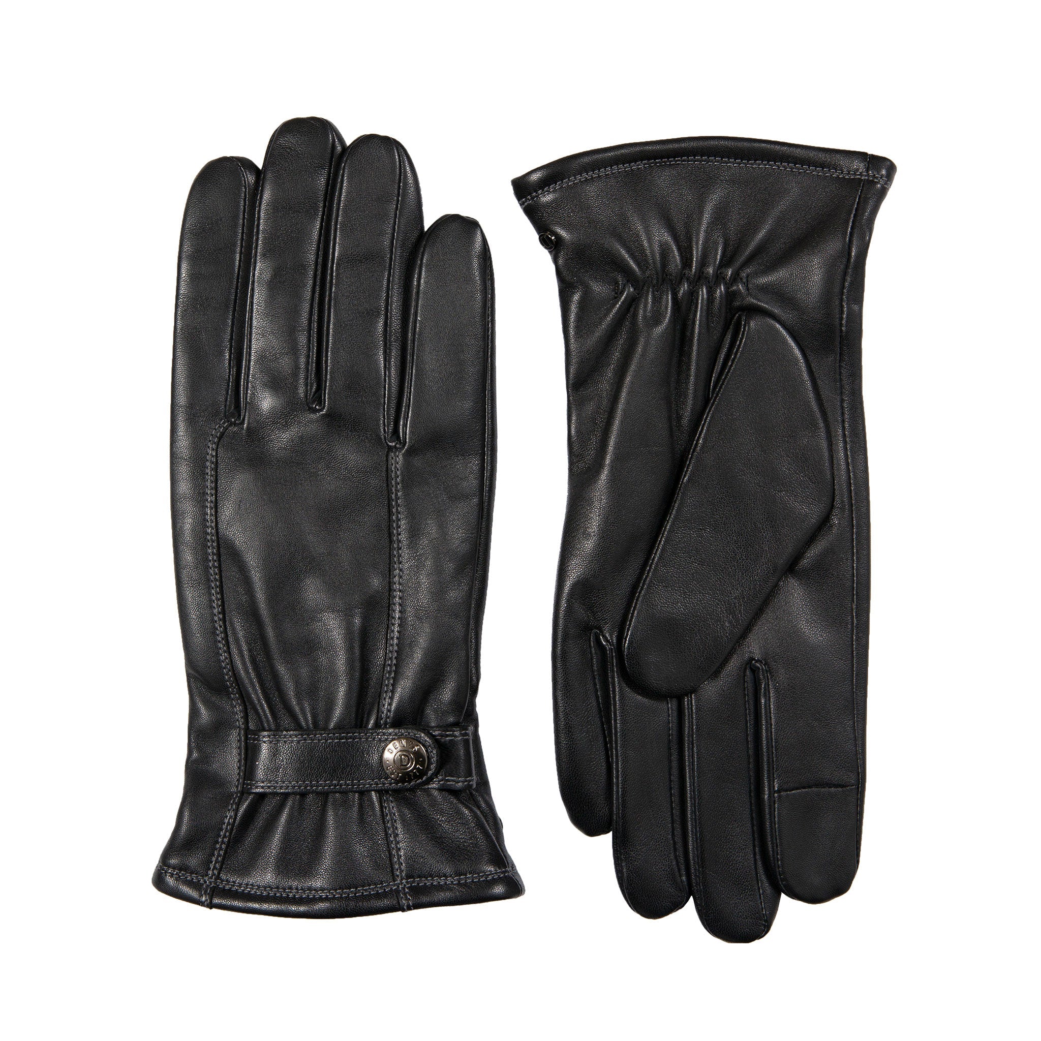 Men’s Touchscreen Lined Leather Gloves with Contrast Stitching - Image 4