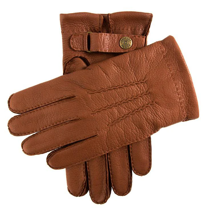 Men's Handsewn Three-Point Cashmere-Lined Deerskin Leather Gloves - Image 3