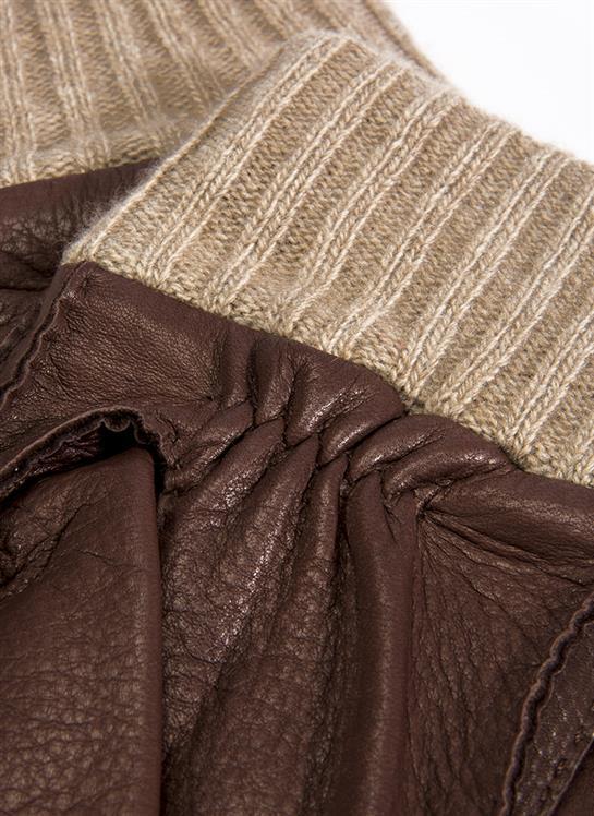 Men's Handsewn Three-Point Cashmere-Lined Deerskin Leather Gloves with Cashmere Cuffs - Image 3