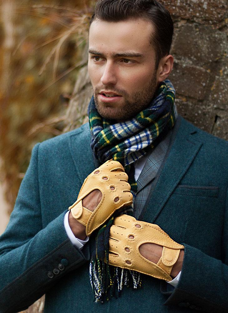 Men's Handsewn Deerskin Leather Driving Gloves - Image 43