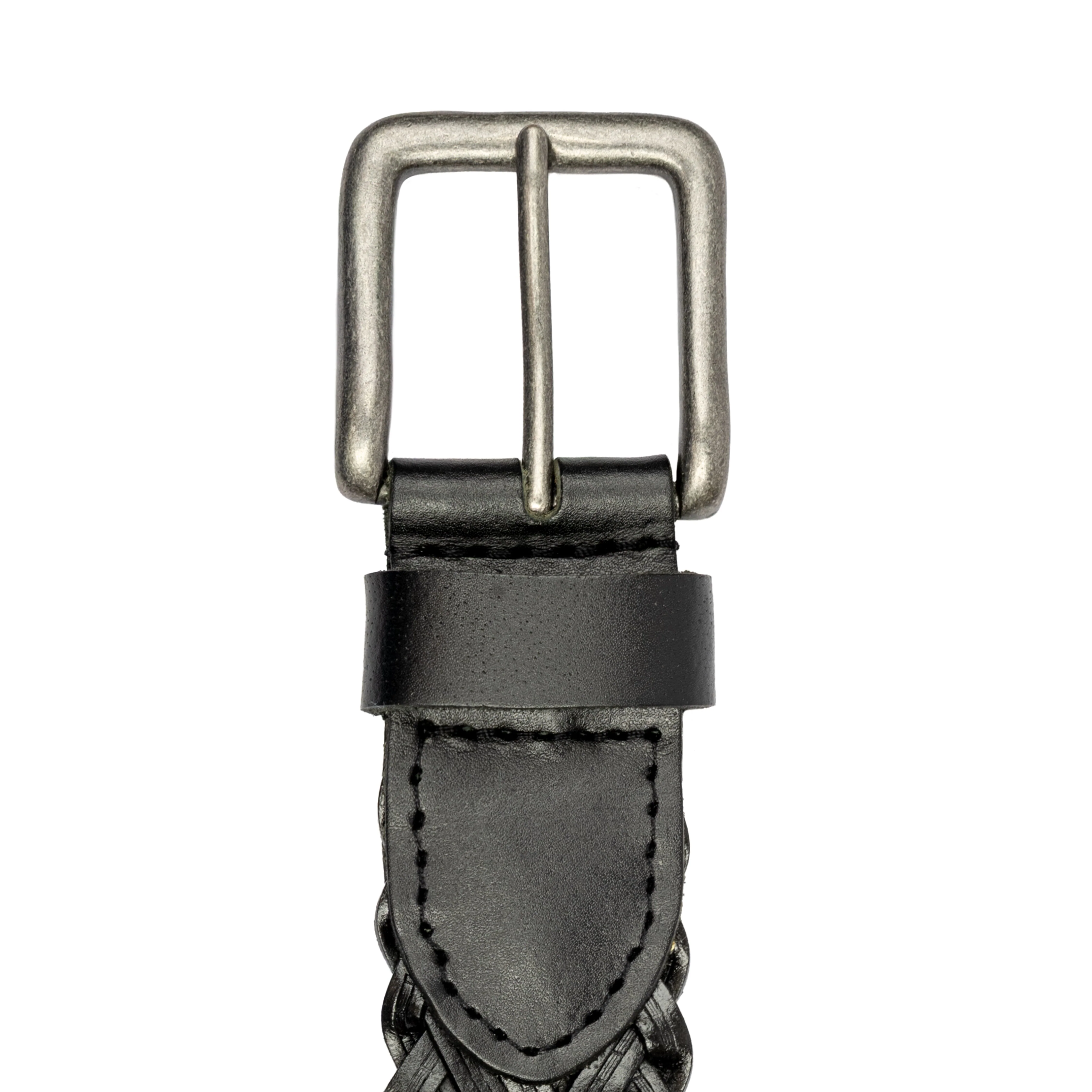 Men's Woven Leather Belt with Brushed Nickel Buckle - Image 3