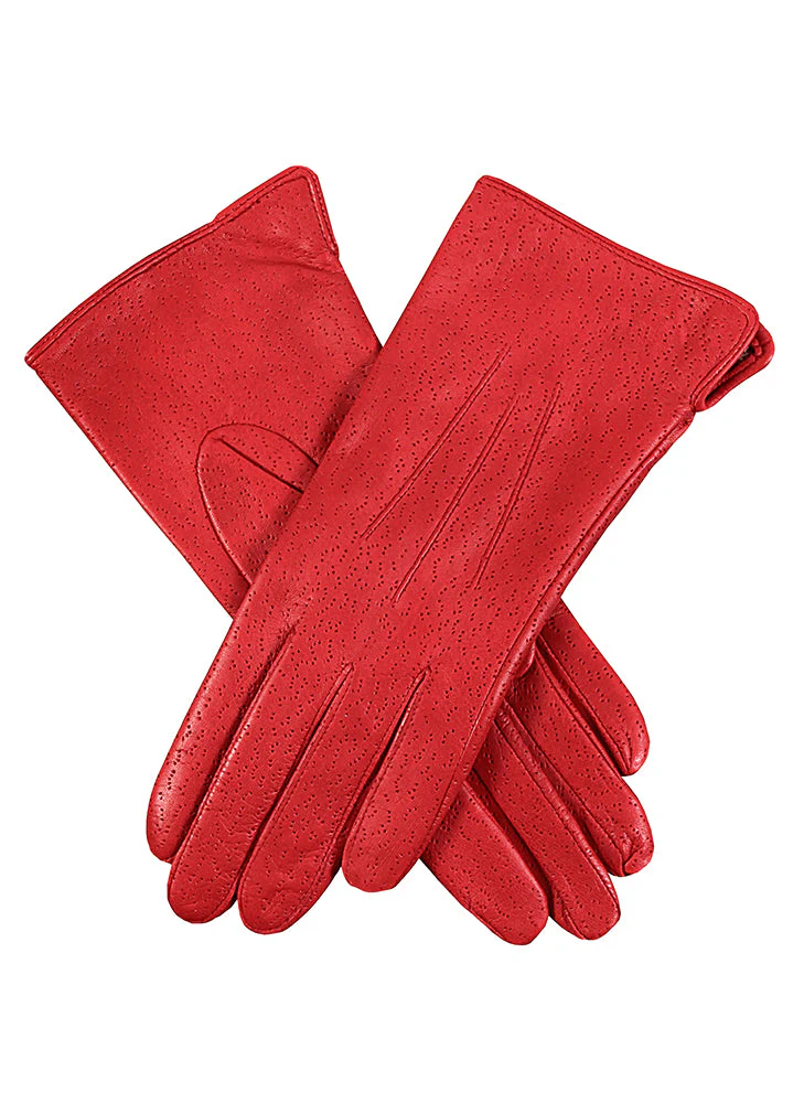 Women's Three-Point Lined Imitation Peccary Leather Gloves - Image 14
