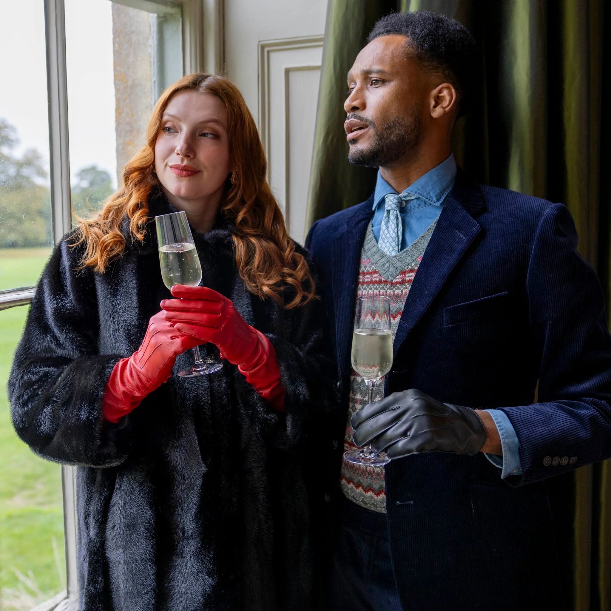 Women's Three-Point Long Opera Leather Gloves - Image 16