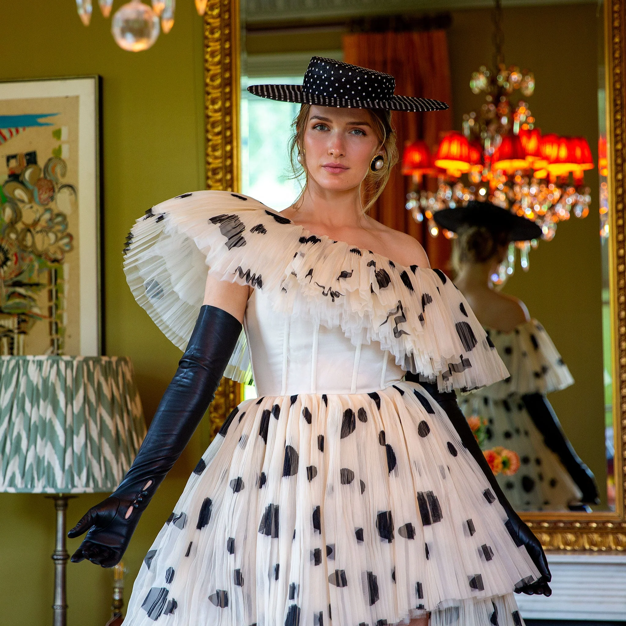 Women's Three-Point Long Opera Leather Gloves - Image 3