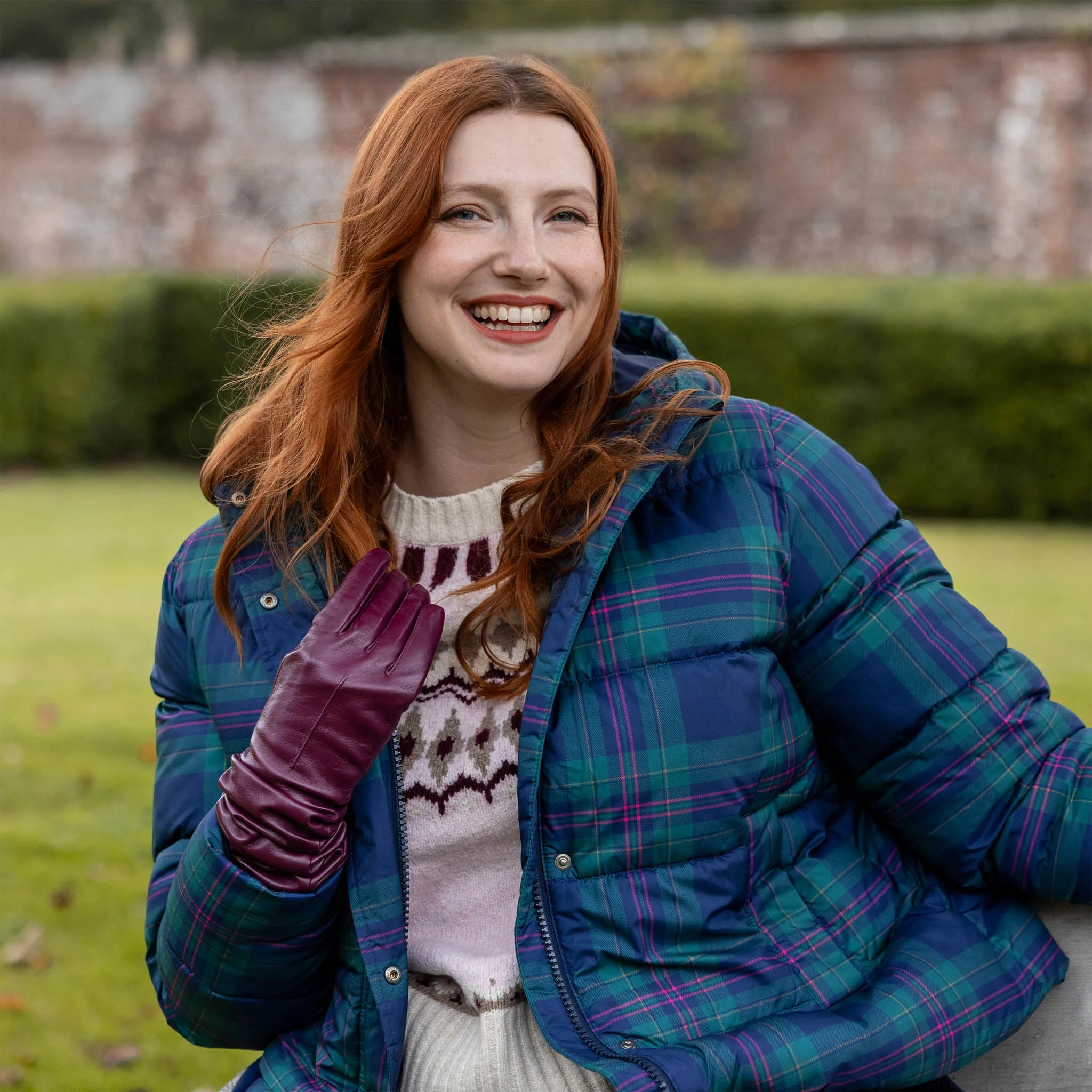 Women's Single-Point Long Above-Elbow Lined Leather Gloves - Image 122