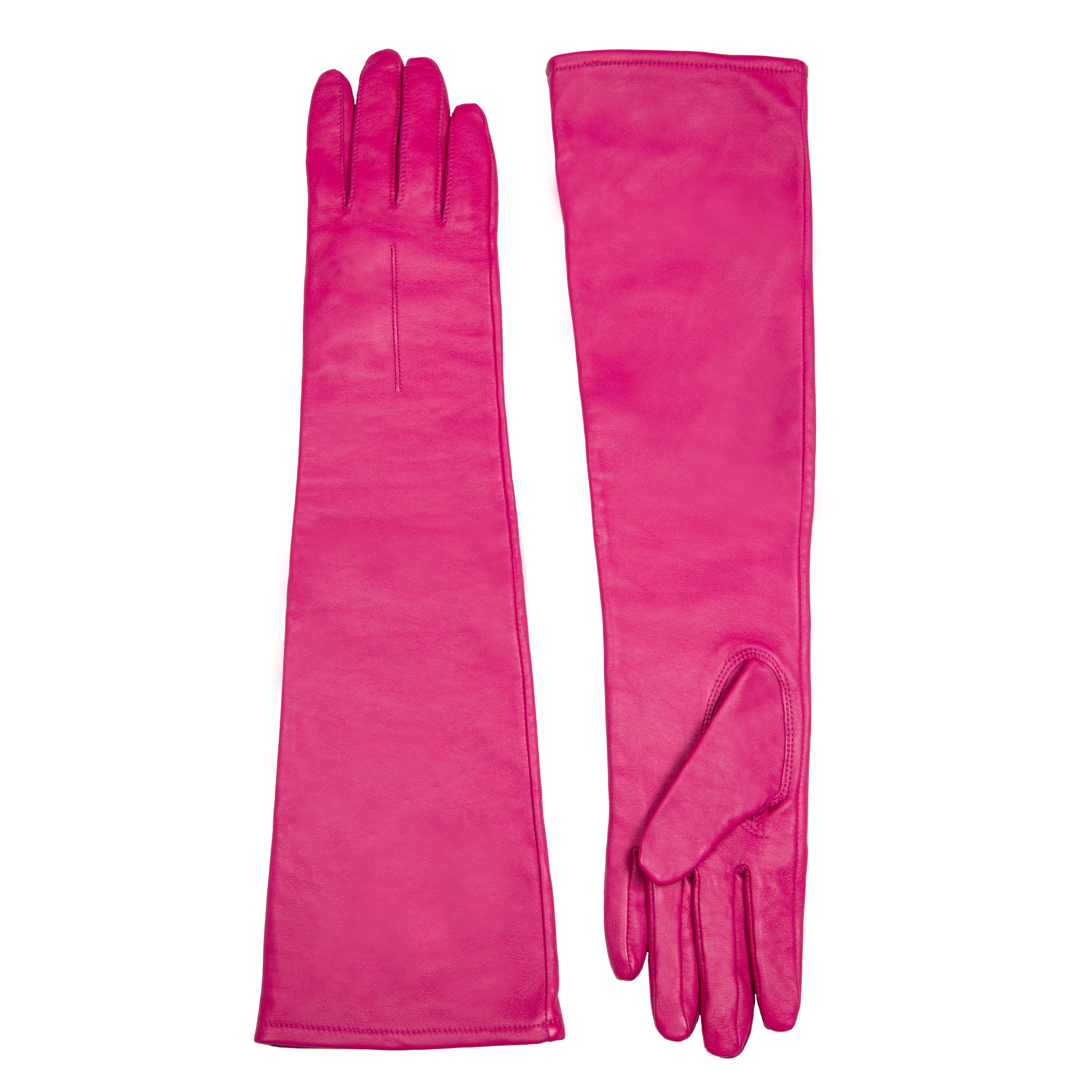 Women's Single-Point Long Above-Elbow Lined Leather Gloves - Image 16