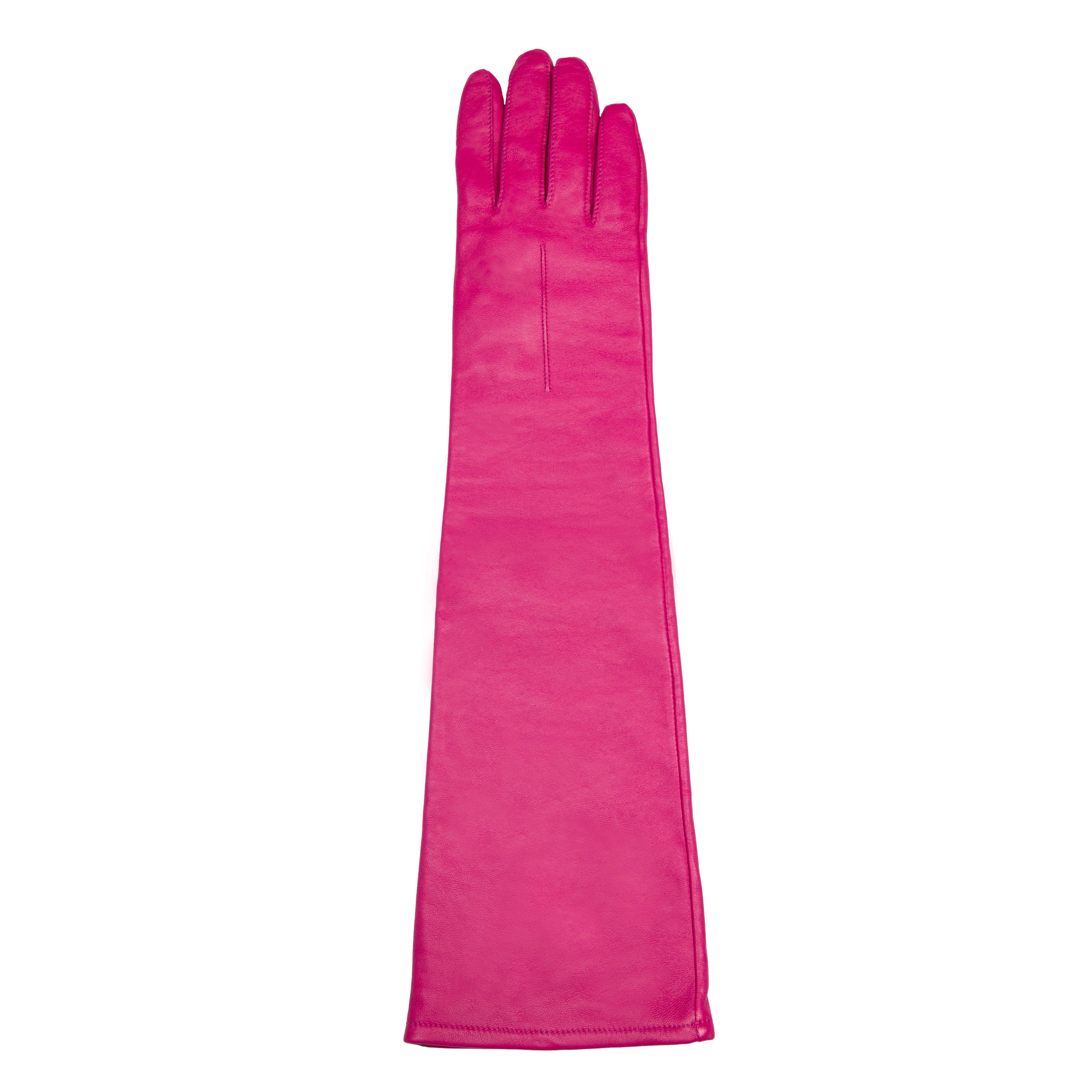 Women's Single-Point Long Above-Elbow Lined Leather Gloves - Image 17