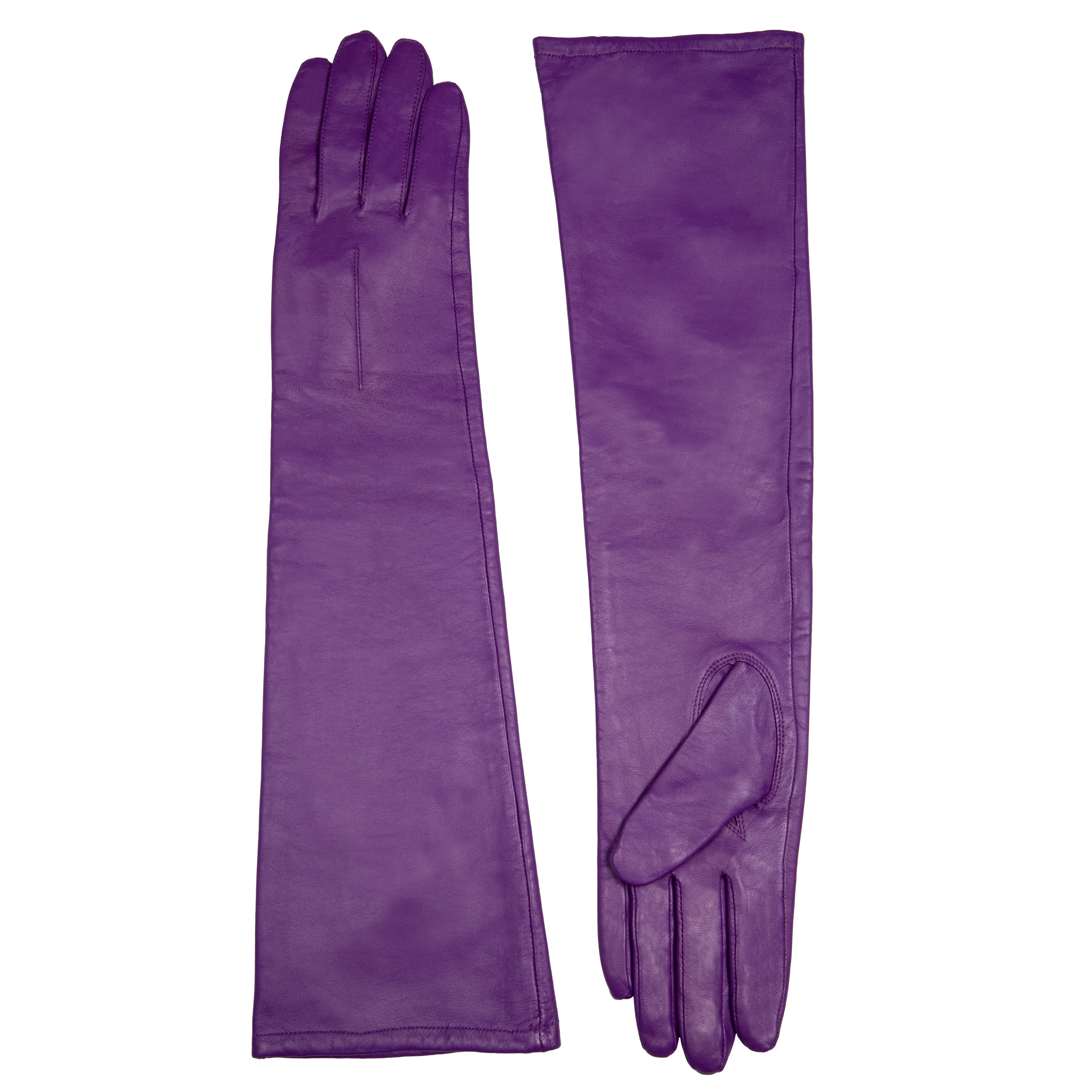 Women's Single-Point Long Above-Elbow Lined Leather Gloves - Image 28