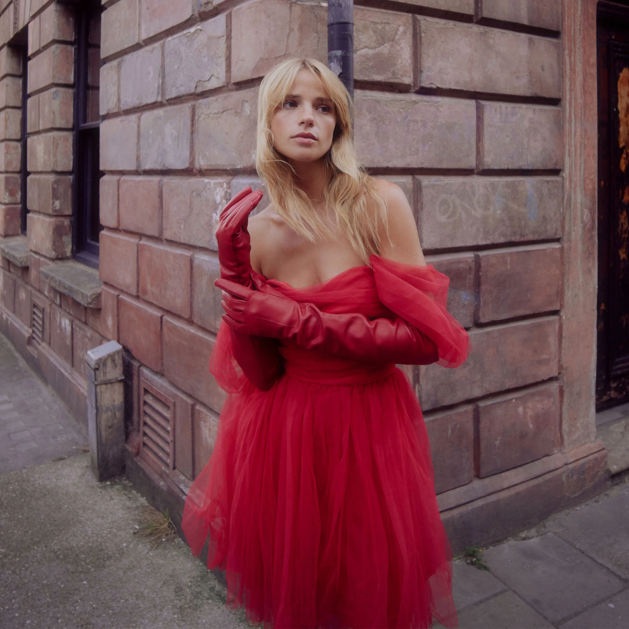 Women's Single-Point Long Above-Elbow Lined Leather Gloves - Image 3