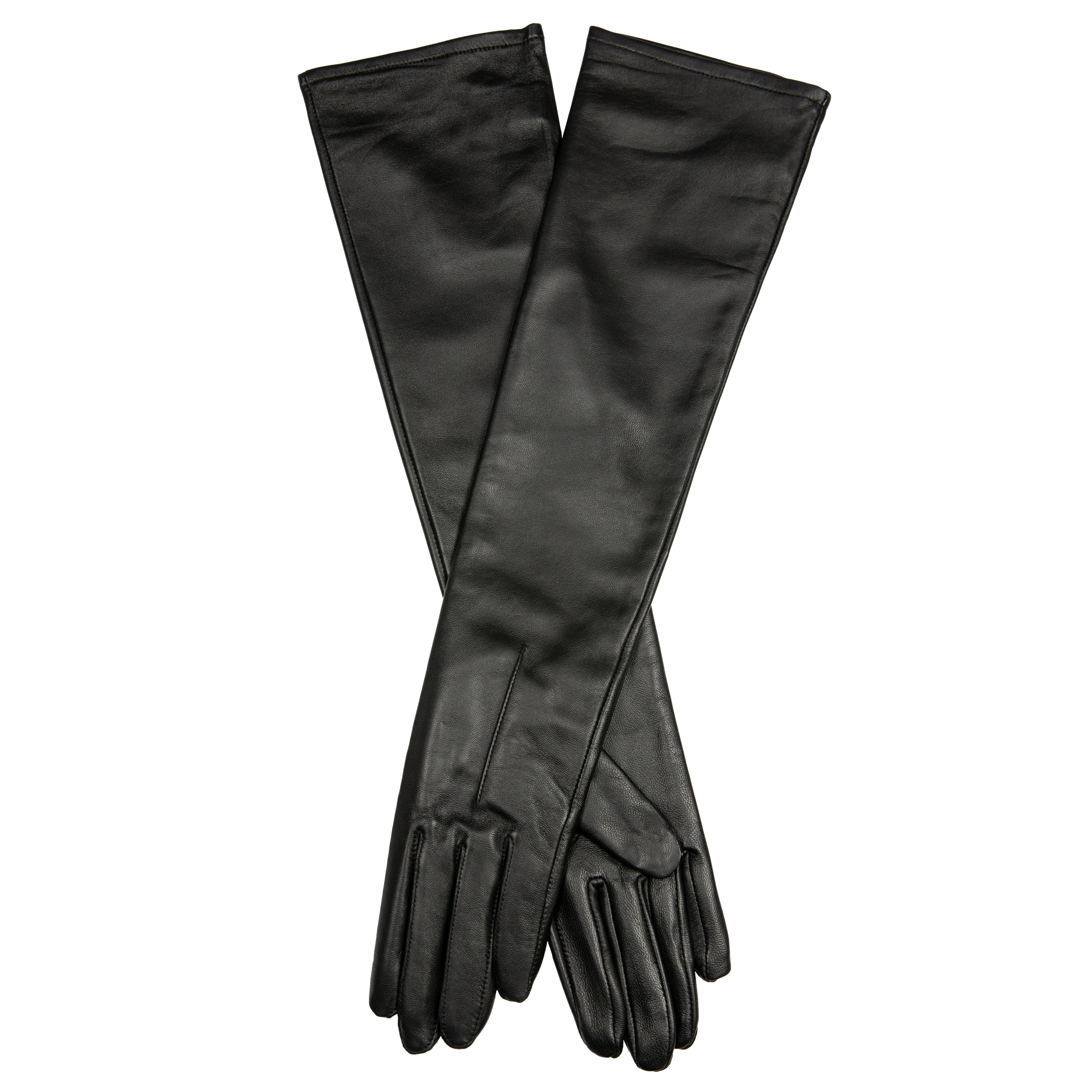 Women's Single-Point Long Above-Elbow Lined Leather Gloves - Image 63